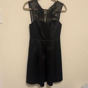 RW&co NWT Black Dress with Sheer Embellished Neckline dove details cocktail meet